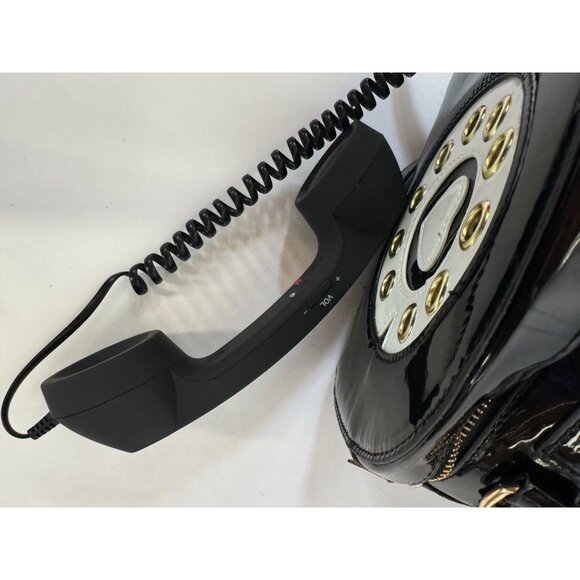 Retro Black & White Telephone Handbag With Heart Dial & Functional Cord - Picture 4 of 16